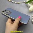 قاب گوشی iPhone 13 Pro آیفون طرح ژله ای مای کیس گلد لاین دور طلایی محافظ لنز دار آبی فیلی کد 83274