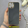 قاب گوشی iPhone 12 Pro Max آیفون طرح ژله ای مای کیس گلد لاین دور طلایی محافظ لنز دار مشکی کد 83271