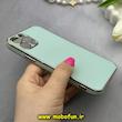 قاب گوشی iPhone 12 Pro آیفون طرح ژله ای مای کیس گلد لاین دور طلایی محافظ لنز دار سبزآبی کد 83268