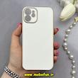 قاب گوشی iPhone 12 آیفون طرح ژله ای مای کیس گلد لاین دور طلایی محافظ لنز دار سفید کد 83264
