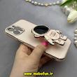قاب گوشی iPhone 12 Pro Max آیفون طرح ژله ای فضانورد مای کیس گلد لاین دور طلایی محافظ لنز دار صورتی کد 83254