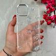 قاب گوشی iPhone 13 / iPhone 14 آیفون شفاف شاین لنز کرومی برجسته طرح پروانه کد 86454