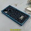 قاب گوشی Galaxy A21S سامسونگ صندوقی اورجینال شاین نگین سواروسکی پلاک آینه ای سرمه ای کد 86291
