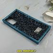 قاب گوشی Galaxy A72 سامسونگ صندوقی اورجینال شاین نگین سواروسکی پلاک آینه ای سرمه ای کد 86316