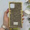 قاب گوشی iPhone 11 آیفون صندوقی اورجینال شاین نگین سواروسکی پلاک آینه ای طلایی کد 86327