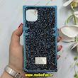 قاب گوشی iPhone 11 آیفون صندوقی اورجینال شاین نگین سواروسکی پلاک آینه ای سرمه ای کد 86330