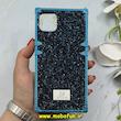 قاب گوشی iPhone 11 Pro Max آیفون صندوقی اورجینال شاین نگین سواروسکی پلاک آینه ای سرمه ای کد 86331