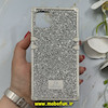 قاب گوشی iPhone 11 Pro Max آیفون صندوقی اورجینال شاین نگین سواروسکی پلاک آینه ای نقره ای کد 86332