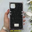 قاب گوشی iPhone 11 Pro Max آیفون صندوقی اورجینال شاین نگین سواروسکی پلاک آینه ای مشکی کد 86333