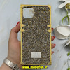 قاب گوشی iPhone 11 Pro Max آیفون صندوقی اورجینال شاین نگین سواروسکی پلاک آینه ای طلایی کد 86334