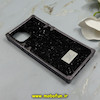قاب گوشی iPhone 12 / iPhone 12 Pro آیفون صندوقی اورجینال شاین نگین سواروسکی پلاک آینه ای مشکی کد 86336