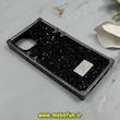 قاب گوشی iPhone 12 / iPhone 12 Pro آیفون صندوقی اورجینال شاین نگین سواروسکی پلاک آینه ای مشکی کد 86336