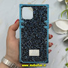قاب گوشی iPhone 12 / iPhone 12 Pro آیفون صندوقی اورجینال شاین نگین سواروسکی پلاک آینه ای سرمه ای کد 86338