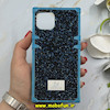 قاب گوشی iPhone 13 / iPhone 14 آیفون صندوقی اورجینال شاین نگین سواروسکی پلاک آینه ای سرمه ای کد 86340