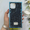 قاب گوشی iPhone 12 Pro Max آیفون صندوقی اورجینال شاین نگین سواروسکی پلاک آینه ای سرمه ای کد 86341