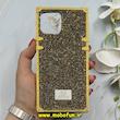 قاب گوشی iPhone 12 Pro Max آیفون صندوقی اورجینال شاین نگین سواروسکی پلاک آینه ای طلایی کد 86343