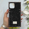قاب گوشی iPhone 12 Pro Max آیفون صندوقی اورجینال شاین نگین سواروسکی پلاک آینه ای مشکی کد 86344