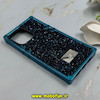 قاب گوشی iPhone 13 Pro آیفون صندوقی اورجینال شاین نگین سواروسکی پلاک آینه ای سرمه ای کد 86346
