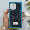 قاب گوشی iPhone 13 Pro آیفون صندوقی اورجینال شاین نگین سواروسکی پلاک آینه ای سرمه ای کد 86346