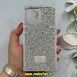 قاب گوشی iPhone 13 Pro آیفون صندوقی اورجینال شاین نگین سواروسکی پلاک آینه ای نقره ای کد 86347