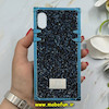 قاب گوشی iPhone X / iPhone XS آیفون صندوقی اورجینال شاین نگین سواروسکی پلاک آینه ای سرمه ای کد 86351