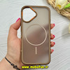 قاب گوشی iPhone 16 آیفون پشت مات PC مگ سیف دار اصلی درجه یک یونیک کیس Unique Case اورجینال دور سیلیکونی عسلی کد 85361