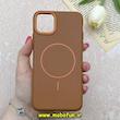 قاب گوشی iPhone 11 آیفون لدر دیزاین SOFT Lether Design برند Syndee سیلیکونی مگ سیف دار اورجینال عسلی کد 87275
