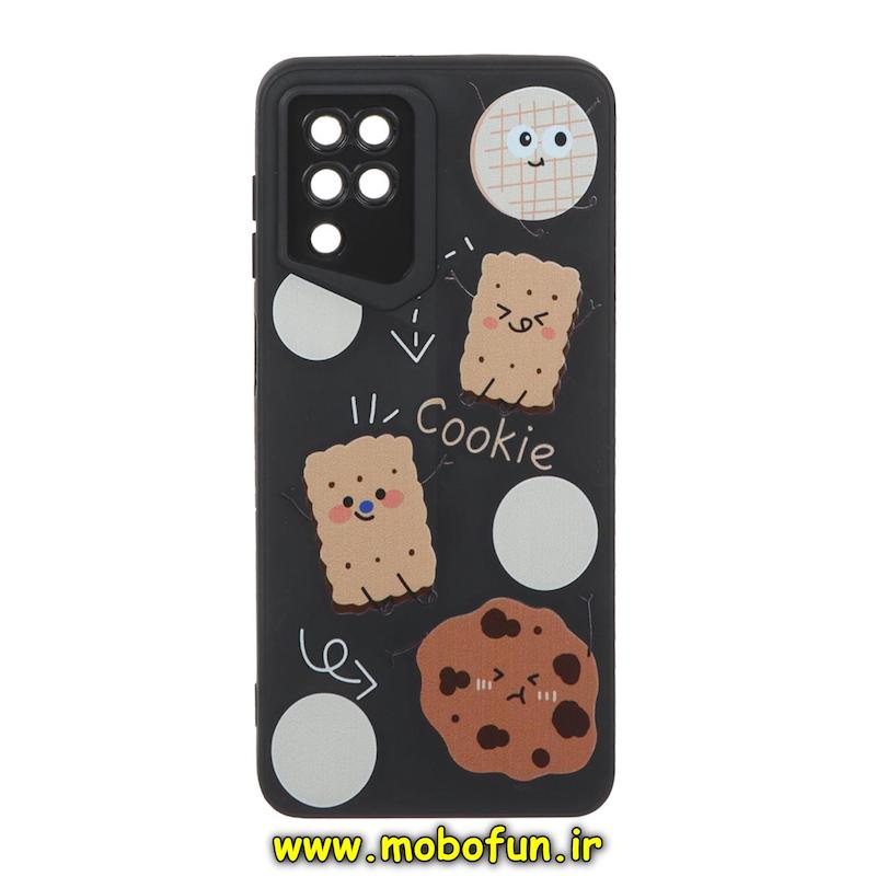 قاب گوشی Galaxy A12 / Galaxy M12 سامسونگ Porsche Design سیلیکونی ژله ای محافظ لنز دار فانتزی بیسکویت کوکی مشکی کد 74789
