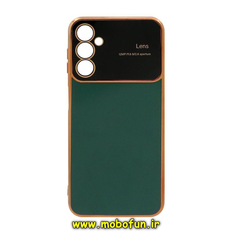 قاب گوشی Galaxy A14 4G / Galaxy A14 5G سامسونگ طرح ژله ای مای کیس گلد لاین اورجینال Camera Lens دور طلایی محافظ لنز دار سبز تیره کد 74826