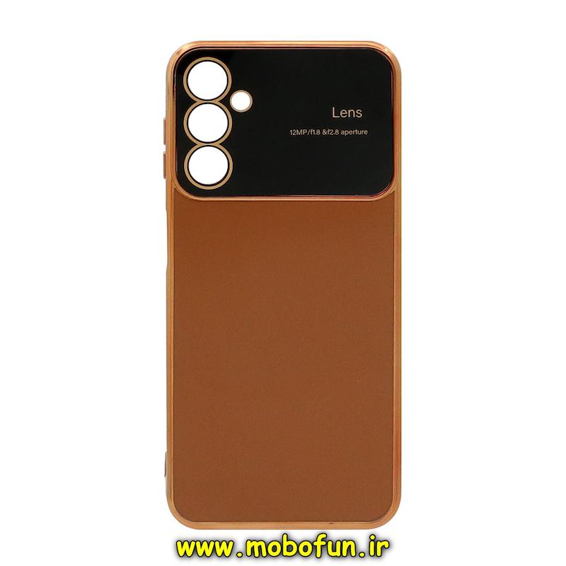 قاب گوشی Galaxy A14 4G / Galaxy A14 5G سامسونگ طرح ژله ای مای کیس گلد لاین اورجینال Camera Lens دور طلایی محافظ لنز دار قهوه ای کد 74827