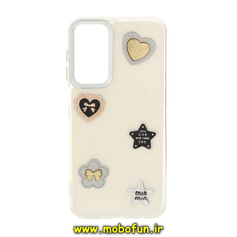 قاب گوشی Galaxy A15 سامسونگ فانتزی برجسته رزینی Luxury Case لنز و دکمه کرومی کد 74828