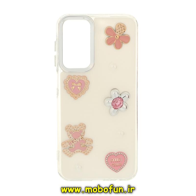 قاب گوشی Galaxy A15 سامسونگ فانتزی برجسته رزینی Luxury Case لنز و دکمه کرومی کد 74830