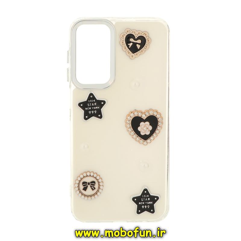 قاب گوشی Galaxy A15 سامسونگ فانتزی برجسته رزینی Luxury Case لنز و دکمه کرومی کد 74831