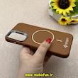 قاب گوشی Galaxy A15 سامسونگ لدر دیزاین SOFT Lether Design اسپیگن Spigen سیلیکونی طرح مگ سیف قهوه ای کد 87053