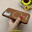 قاب گوشی Galaxy A24 سامسونگ لدر دیزاین SOFT Lether Design اسپیگن Spigen سیلیکونی طرح مگ سیف قهوه ای کد 87084