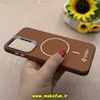قاب گوشی Galaxy A36 سامسونگ لدر دیزاین SOFT Lether Design اسپیگن Spigen سیلیکونی طرح مگ سیف قهوه ای کد 87115