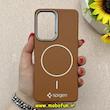 قاب گوشی Galaxy A53 سامسونگ لدر دیزاین SOFT Lether Design اسپیگن Spigen سیلیکونی طرح مگ سیف قهوه ای کد 87133