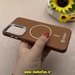 قاب گوشی Galaxy A56 سامسونگ لدر دیزاین SOFT Lether Design اسپیگن Spigen سیلیکونی طرح مگ سیف قهوه ای کد 87147