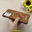 قاب گوشی Galaxy A72 سامسونگ لدر دیزاین SOFT Lether Design اسپیگن Spigen سیلیکونی طرح مگ سیف قهوه ای کد 87157