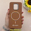 قاب گوشی Redmi Note 9S / Redmi Note 9 Pro شیائومی لدر دیزاین SOFT Lether Design اسپیگن Spigen سیلیکونی طرح مگ سیف قهوه ای کد 87169