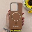 قاب گوشی Redmi 13 4G / Redmi 13 5G / Poco M6 4G شیائومی لدر دیزاین SOFT Lether Design اسپیگن Spigen سیلیکونی طرح مگ سیف قهوه ای کد 87237