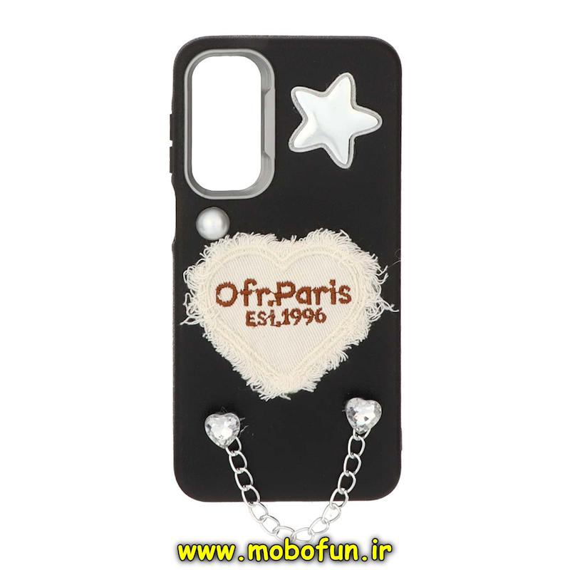 قاب گوشی Galaxy A16 سامسونگ لدر دیزاین SOFT Lether Design فانتزی قلبی سیلیکونی طرح چرم مشکی کد 74839