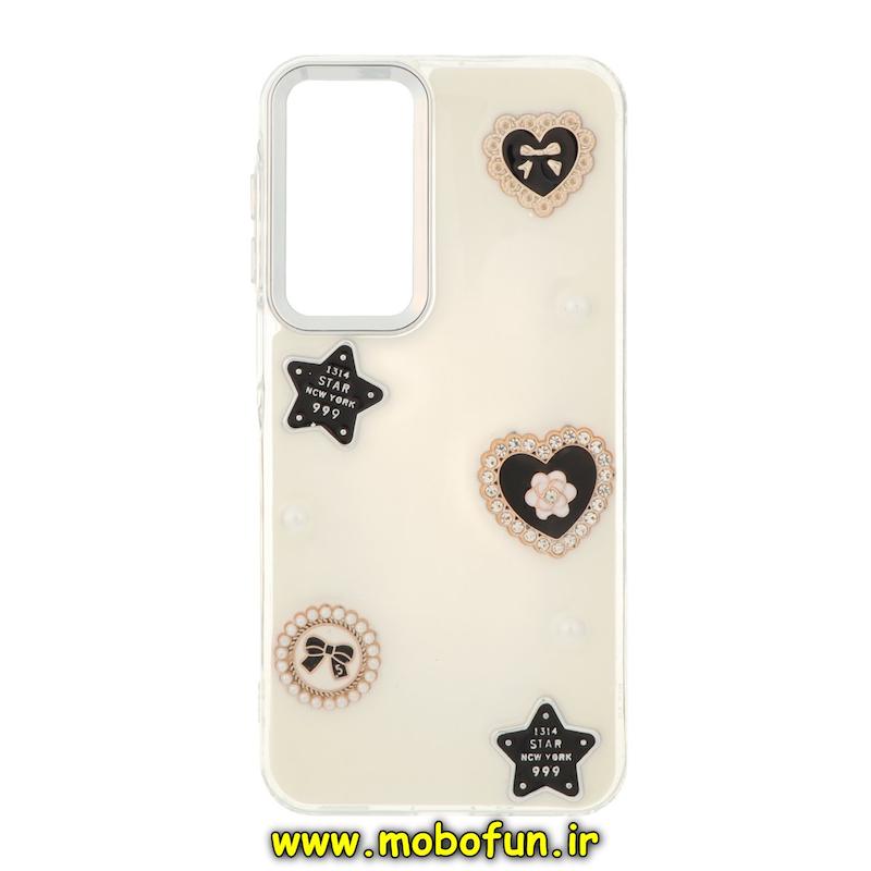 قاب گوشی Galaxy A16 سامسونگ فانتزی برجسته رزینی Luxury Case لنز و دکمه کرومی کد 74869