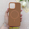 قاب گوشی iPhone 13 Pro Max آیفون لدر دیزاین SOFT Lether Design برند Syndee سیلیکونی مگ سیف دار اورجینال عسلی کد 87287