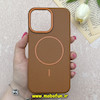 قاب گوشی iPhone 14 Pro Max آیفون لدر دیزاین SOFT Lether Design برند Syndee سیلیکونی مگ سیف دار اورجینال عسلی کد 87291