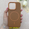 قاب گوشی iPhone 16 Pro آیفون لدر دیزاین SOFT Lether Design برند Syndee سیلیکونی مگ سیف دار اورجینال عسلی کد 87303