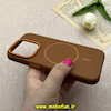 قاب گوشی iPhone 16 Pro آیفون لدر دیزاین SOFT Lether Design برند Syndee سیلیکونی مگ سیف دار اورجینال عسلی کد 87303