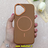 قاب گوشی iPhone 16 آیفون لدر دیزاین SOFT Lether Design برند Syndee سیلیکونی مگ سیف دار اورجینال عسلی کد 87307