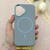 قاب گوشی iPhone 16 آیفون لدر دیزاین SOFT Lether Design برند Syndee سیلیکونی مگ سیف دار اورجینال طوسی کد 87310