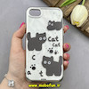 قاب گوشی iPhone 7 / iPhone 8 / iPhone SE 2020 / iPhone SE 2022 آیفون لیزری فانتزی تیتان کرومی طرح گربه کیوت کد 87400